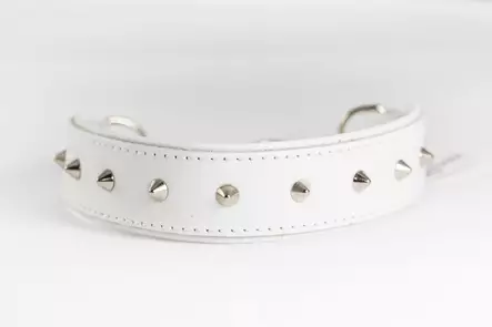 Puolikiristävä niittipanta 35 mm levenevä, valkoinen - Nahkapannat - 23330 - 2