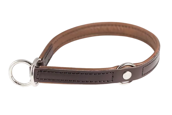 Ketjuton puolikiristävä nahkapanta, ruskea - Nahkapannat - 003160 - 1