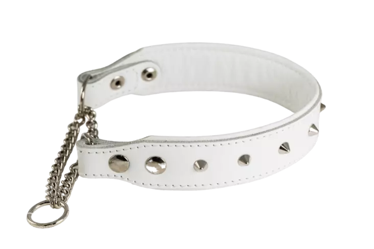 Puolikiristävä niittipanta 35 mm levenevä, valkoinen - Nahkapannat - 23330 - 1