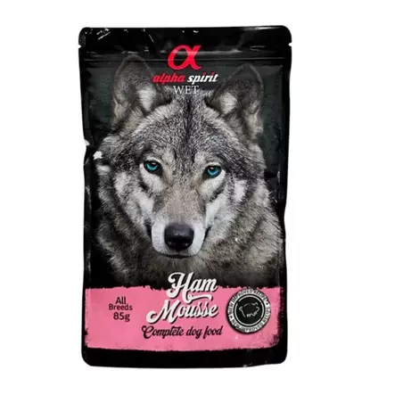 Alpha Spirit Ham Mousse 85 g, possupaté koiralle - Koiran märkäruoat ja makkarat - 004591 - 1