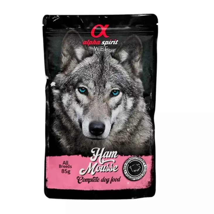 Alpha Spirit Ham Mousse 85 g, possupaté koiralle - Koiran märkäruoat ja makkarat - 004591 - 1