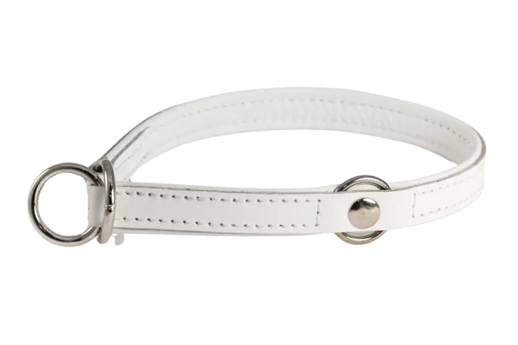 Ketjuton puolikiristävä nahkapanta, valkoinen - Nahkapannat - 003161 - 1