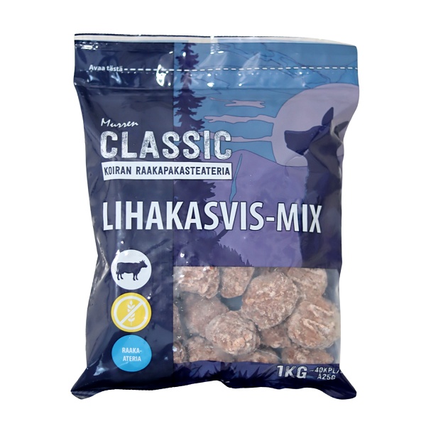 Murren Classic Lihakasvis-mix 1 kg koiran raakaruoka - Raaka-ateriat - 41861 - 2