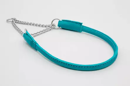 Pyöreä puolikiristävä nahkapanta, turkoosi - Nahkapannat - 102212 - 1