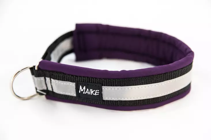 Pehmustettu puolikiristävä heijastinkaulapanta, violetti - Puolikiristävät pannat - 23782 - 1