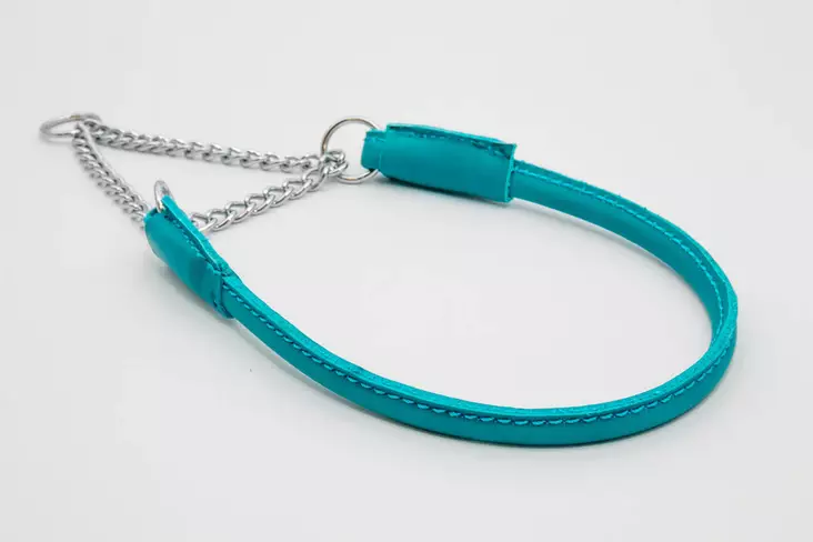 Pyöreä puolikiristävä nahkapanta, turkoosi - Nahkapannat - 102212 - 1