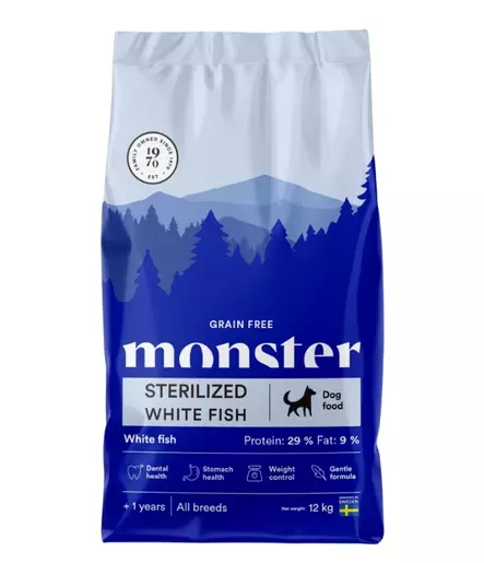 Viljaton koiranruoka leikatulle koiralle Monster Grain Free Steerilised White Fish - Monster - 29303 - 1