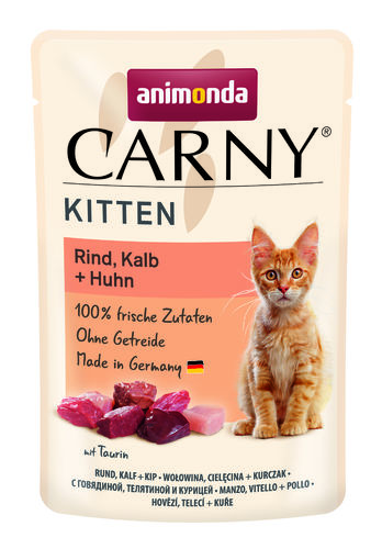Carny Kitten nauta, vasikka, kana, annospussi 85g - Animonda - 4123 - 1
