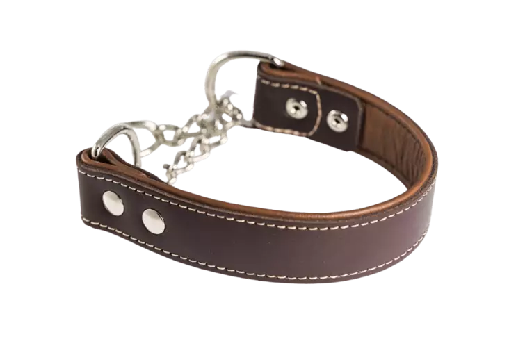 Nahkainen puolikiristävä panta 35 mm, ruskea - Nahkapannat - 7143 - 1