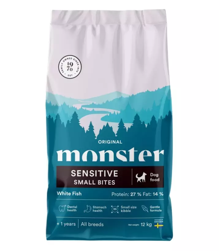 Viljaton kalapohjainen kuivaruoka pienille koirille Monster Original White Fish Small Bites - Monster - 29304 - 1