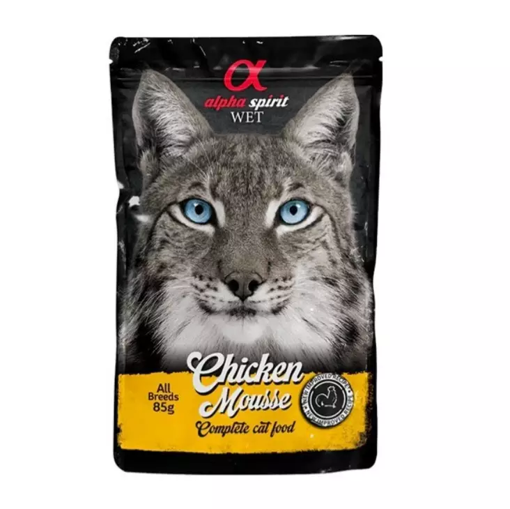 Alpha Spirit Chicken Mousse 85 g, kanapaté kissalle - Kissan märkäruoat - 004585 - 1