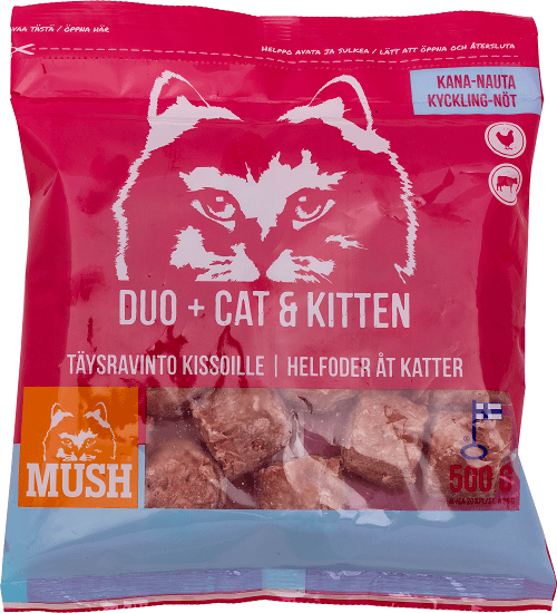 DUO+ Cat & Kitten Kana-nauta 500g - Kissan raakaruoka - 5025 - 1