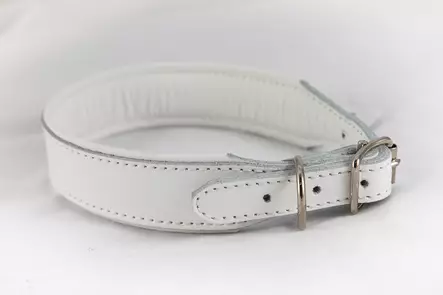 Nahkainen solkipanta 35 mm levenevä, valkoinen - Nahkapannat - 23336 - 2