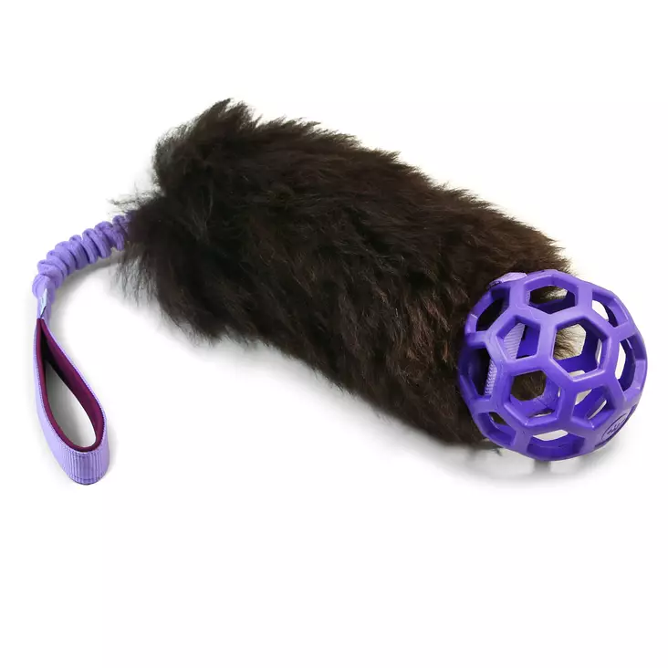Koiran vetolelu Zayma Hollee Sheepskin Bungee with squeaker - Aitoa karvaa sisältävät lelut - 50336 - 2