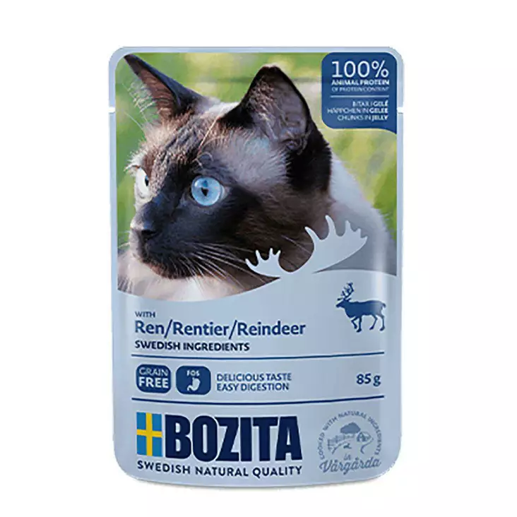 Bozita Reindeer poroa hyytel=C3=B6ss=C3=A4 kissalle - Bozita märkäruoat - 26817 - 1