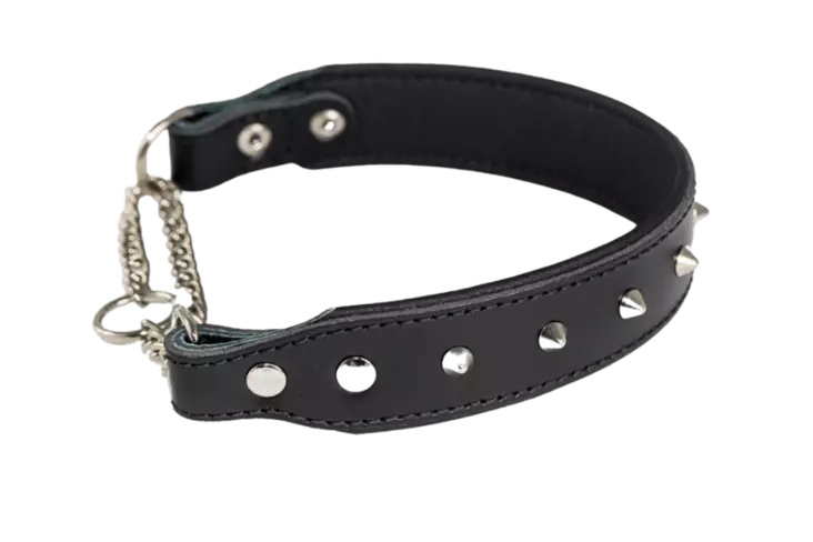 Puolikiristävä niittipanta 35 mm levenevä, musta - Nahkapannat - 23327 - 1