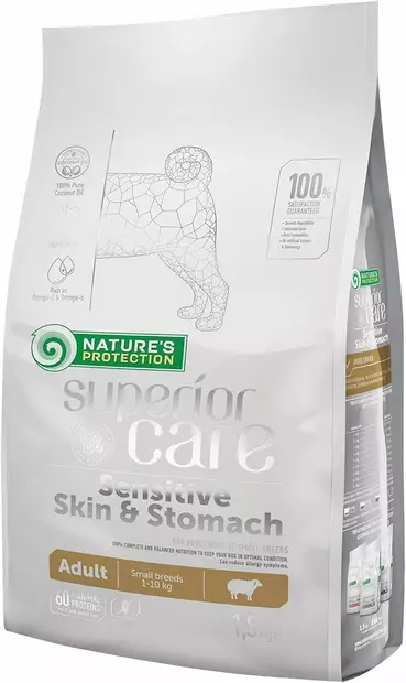 Superior Care Sensitive Skin & Stomach Adult Lamb Small Breed 1,5kg - Nature's Protection - 29028 - 1