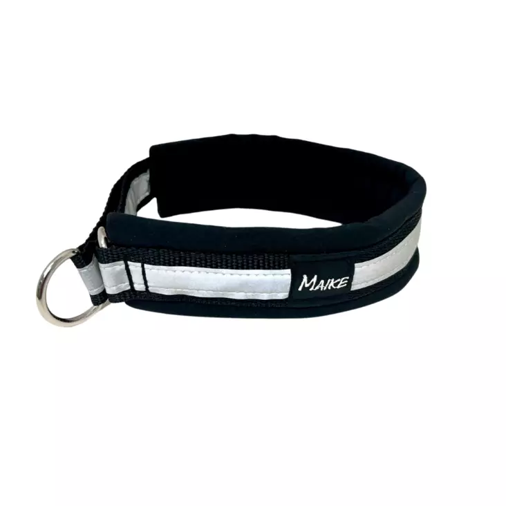 Pehmustettu puolikiristävä heijastinkaulapanta, musta - Puolikiristävät pannat - 42318 - 1