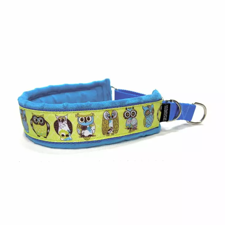 Pehmustettu puolikiristävä panta, Pöllö turkoosilla vuorella - Puolikiristävät pannat - 004828 - 1