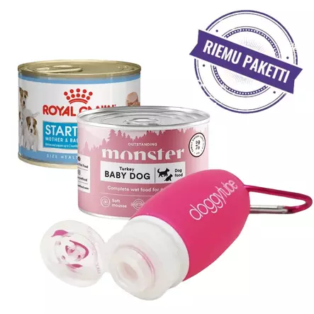 Doggytube palkkauspursotin + 2 kpl Mousse märkäruokaa - Palkitsemistarvikkeet - 003529 - 1