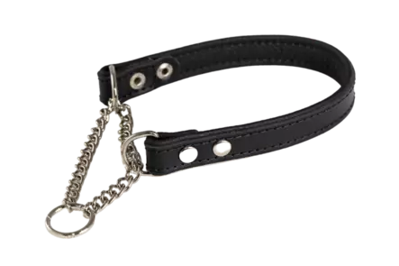 Puolikiristävä nahkapanta 19-25mm, musta - Nahkapannat - 23339 - 1