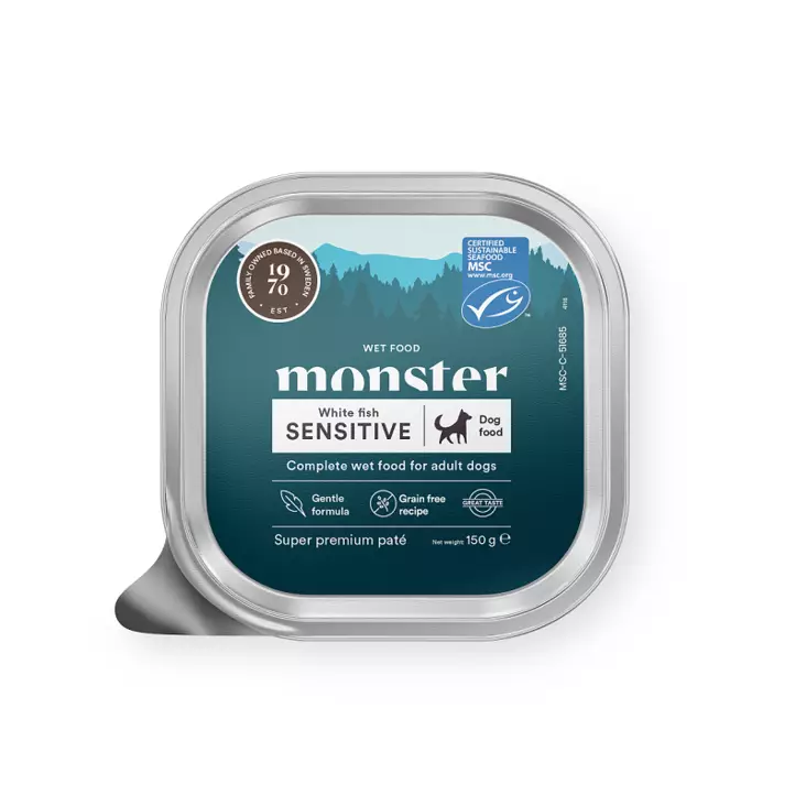 Monster Dog Sensitive White Fish Paté 150 g - Koiran märkäruoat ja makkarat - 44099 - 1