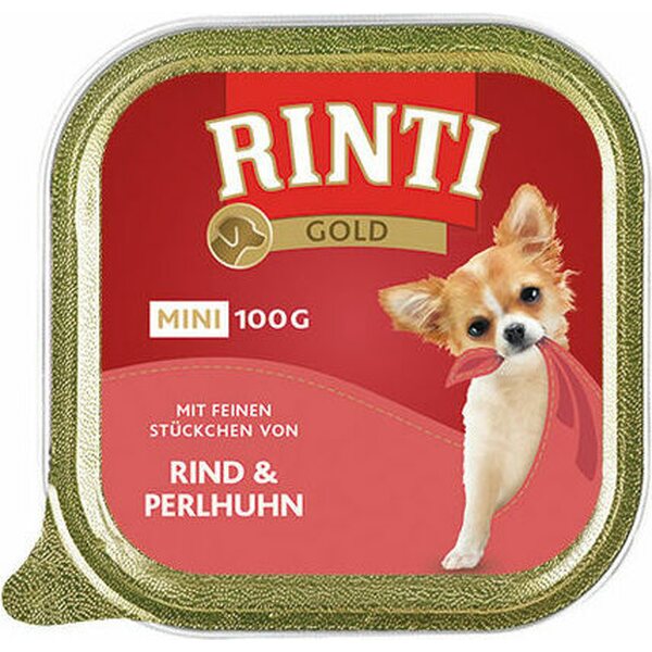 Rinti Gold Mini nauta & helmikana 100g - Koiran märkäruoat ja makkarat - 5739 - 1