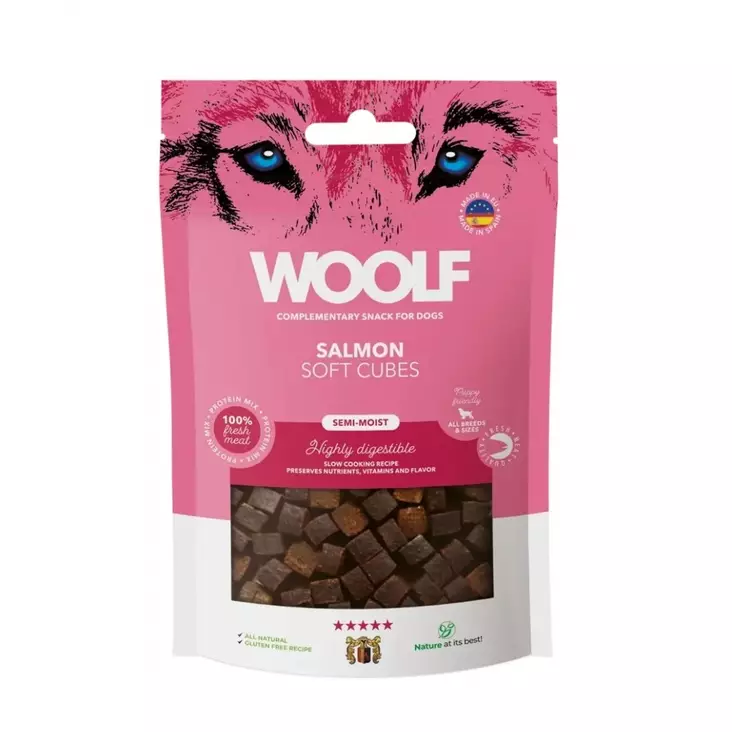 Woolf Soft Cubes puolikostea lohimakupala - Kuivatut lihaherkut - 002029 - 1